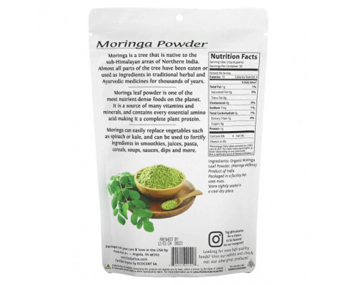 Суперфуды Foods Alive, Superfood, порошок моринги, 227 г (8 унций) Суперфуды Foods Alive, Superfood, порошок моринги, 227 г (8 унций)