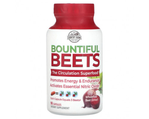 Овощи Country Farms, Bounful Beets, экстракт цельной свеклы, 90 капсул Овощи Country Farms, Bounful Beets, экстракт цельной свеклы, 90 капсул