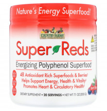 Country Farms, Super Reds, насыщающие энергией суперпродукты с полифенолами, со вкусом ягод, 7,1 унц. (200 г)
