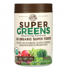 Country Farms, Super Greens, сертифицированная органическая формула из цельных продуктов, со вкусом шоколада, 10,6 унц. (300 г)