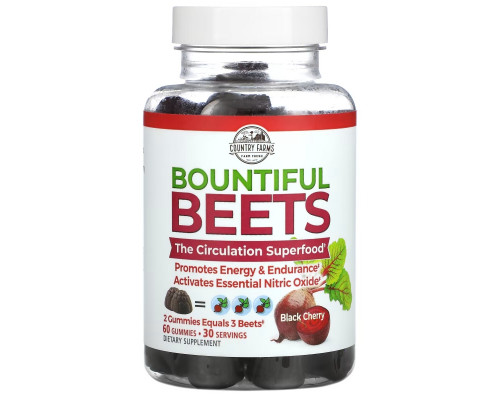 Country Farms, Bountiful Beets Gummies, Black Cherry, 60 Gummies Country Farms, Bountiful Beets Gummies, Black Cherry, 60 Gummies