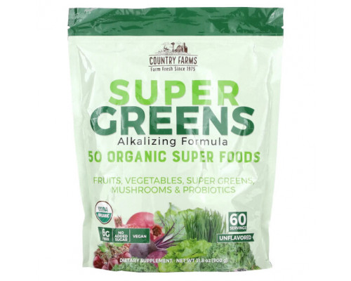 Суперфуды Super Greens, Alkalizing Formula, Unflavored, 31.8 oz (900 g) Суперфуды Super Greens, Alkalizing Formula, Unflavored, 31.8 oz (900 g)