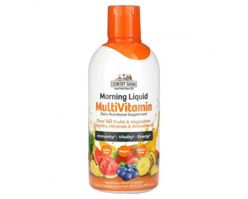 Витаминно-минеральные комплексы Country Farms, Morning Liquid Multivitamin, тропические фрукты, 946 мл (32 жидк. Унции) Витаминно-минеральные комплексы Country Farms, Morning Liquid Multivitamin, тропические фрукты, 946 мл (32 жидк. Унции)