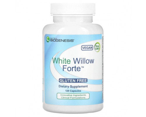 Растительные экстракты и настойки Nutra BioGenesis, White Willow Forte, белая ива, 120 капсул Растительные экстракты и настойки Nutra BioGenesis, White Willow Forte, белая ива, 120 капсул