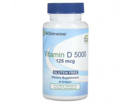 Витамин D Nutra BioGenesis, витамин D 5000, 125 мкг, 90 мягких таблеток Витамин D Nutra BioGenesis, витамин D 5000, 125 мкг, 90 мягких таблеток