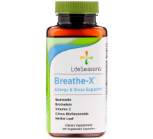 LifeSeasons, Средство от аллергии и для носовых пазух Breathe-X, 90 вегетарианских капсул