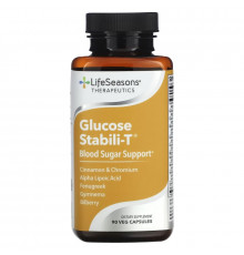 LifeSeasons, Glucose Stabili-T, контроль уровня сахара в крови, 90 растительных капсул