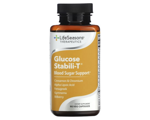 LifeSeasons, Glucose Stabili-T, контроль уровня сахара в крови, 90 растительных капсул LifeSeasons, Glucose Stabili-T, контроль уровня сахара в крови, 90 растительных капсул