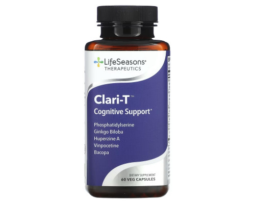 LifeSeasons, Когнитивная поддержка Clari-T, 60 вегетарианских капсул LifeSeasons, Когнитивная поддержка Clari-T, 60 вегетарианских капсул