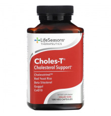 Для сердца и сосудов LifeSeasons, Choles-T, поддержка холестерина, 180 растительных капсул