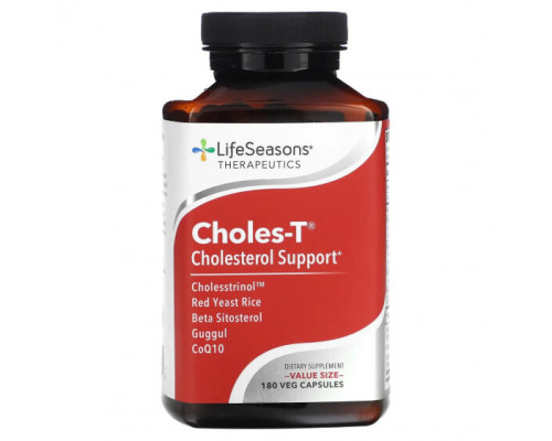 Для сердца и сосудов LifeSeasons, Choles-T, поддержка холестерина, 180 растительных капсул Для сердца и сосудов LifeSeasons, Choles-T, поддержка холестерина, 180 растительных капсул