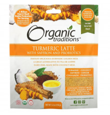 Organic Traditions, Turmeric Latte with Saffron and Probiotics, 5.3 oz (150 g)