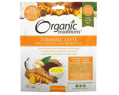 Organic Traditions, Turmeric Latte with Saffron and Probiotics, 5.3 oz (150 g) Organic Traditions, Turmeric Latte with Saffron and Probiotics, 5.3 oz (150 g)