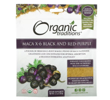 Organic Traditions, Maca X-6, черная и красно-фиолетовая, 150 г (5,3 унции)