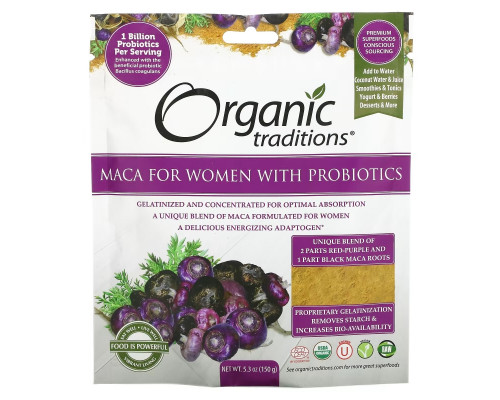 Organic Traditions, Мака для женщин с пробиотиками, 150 г (5,3 унции) Organic Traditions, Мака для женщин с пробиотиками, 150 г (5,3 унции)