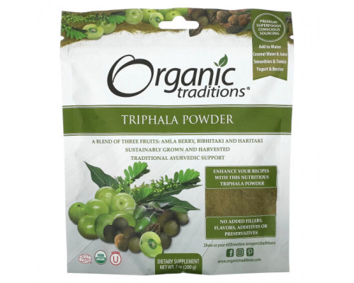 Имбирь и куркума Organic Traditions, Трифала в порошке, 200 г (7 унций) Имбирь и куркума Organic Traditions, Трифала в порошке, 200 г (7 унций)