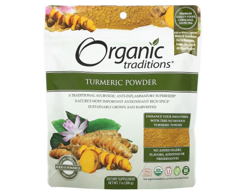 Organic Traditions, Куркума в порошке, 200 г (7 унций) Organic Traditions, Куркума в порошке, 200 г (7 унций)