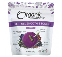 Суперфуды Organic Traditions, Fiber Fuel Smoothie Boost, ягодный, 300 г (10,6 унции)