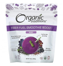 Суперфуды Organic Traditions, Fiber Fuel Smoothie Boost, ягодный, 300 г (10,6 унции)
