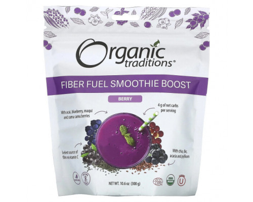 Суперфуды Organic Traditions, Fiber Fuel Smoothie Boost, ягодный, 300 г (10,6 унции) Суперфуды Organic Traditions, Fiber Fuel Smoothie Boost, ягодный, 300 г (10,6 унции)