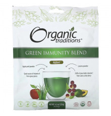 Зелень и зеленые овощи Organic Traditions, Green Immunity Blend, мгновенное действие, 120 г (4,2 унции)