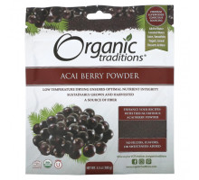 Фрукты и ягоды Organic Traditions, Порошок из ягод асаи, 100 г (3,5 унции)