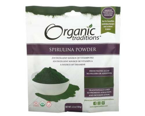 Organic Traditions, Spirulina Powder, 5.3 oz (150 g) Organic Traditions, Spirulina Powder, 5.3 oz (150 g)