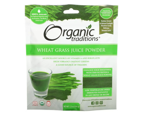 Organic Traditions, Wheat Grass Juice Powder, 5.3 oz (150 g) Organic Traditions, Wheat Grass Juice Powder, 5.3 oz (150 g)