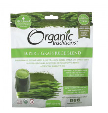 Зелень и зеленые овощи Organic Traditions, Смесь соков Super 5, 150 г (5,3 унции)