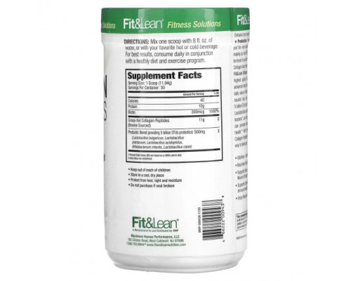 Для мышц и суставов Fit & Lean, Коллаген с пробиотиками, без добавок, 358,2 г (12,64 унции) Для мышц и суставов Fit & Lean, Коллаген с пробиотиками, без добавок, 358,2 г (12,64 унции)