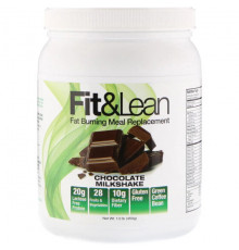 Для похудения и контроля веса Fit & Lean, Жиросжигающий заменитель пищи, шоколадный молочный коктейль, 1,0 фунт (450 г)