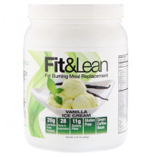 Для похудения и контроля веса Fit & Lean, Fit & Lean, Fat Burning Meal Replacement, Vanilla Ice Cream, 0.97 lb (440 g)