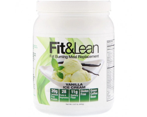 Для похудения и контроля веса Fit & Lean, Fit & Lean, Fat Burning Meal Replacement, Vanilla Ice Cream, 0.97 lb (440 g) Для похудения и контроля веса Fit & Lean, Fit & Lean, Fat Burning Meal Replacement, Vanilla Ice Cream, 0.97 lb (440 g)