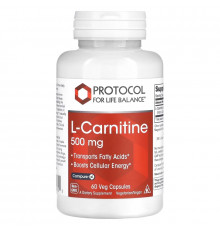 Protocol for Life Balance, L-Carnitine, 500 mg, 60 Veg Capsules