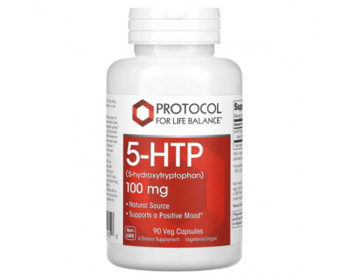 Для похудения и контроля веса Protocol for Life Balance, 5-HTP, 100 мг, 90 растительных капсул Для похудения и контроля веса Protocol for Life Balance, 5-HTP, 100 мг, 90 растительных капсул