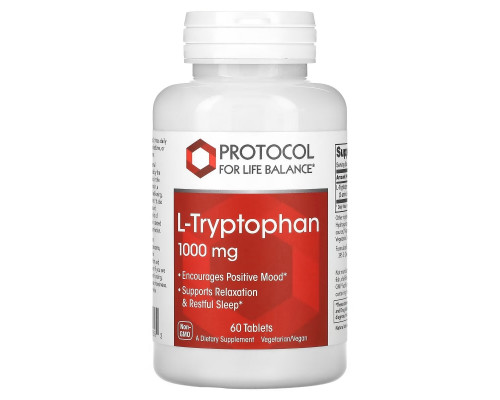 Protocol for Life Balance, L-Tryptophan, 1,000 mg, 60 Tablets Protocol for Life Balance, L-Tryptophan, 1,000 mg, 60 Tablets