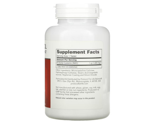 Protocol for Life Balance, NAC, 1,000 mg, 120 Tablets Protocol for Life Balance, NAC, 1,000 mg, 120 Tablets