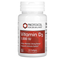 Protocol for Life Balance, Vitamin D3 , 1,000 IU, 120 Softgels