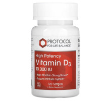 Protocol for Life Balance, Витамин D-3, 10 000 ИЕ, 120 мягких капсул