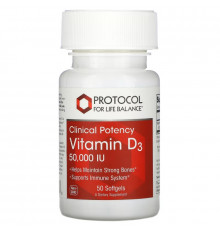 Protocol for Life Balance, Vitamin D3, Clinical Potency , 50,000 IU, 50 Softgels