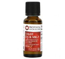 Витамин К Protocol for Life Balance, Жидкие D3 и MK-7, 30 мл (1 жидк. Унция)