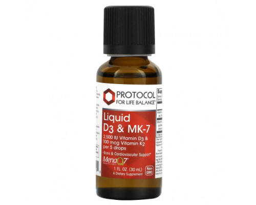 Витамин К Protocol for Life Balance, Жидкие D3 и MK-7, 30 мл (1 жидк. Унция) Витамин К Protocol for Life Balance, Жидкие D3 и MK-7, 30 мл (1 жидк. Унция)