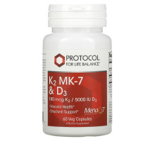 Protocol for Life Balance, K2 MK-7 & D3, 60 Veg Capsules