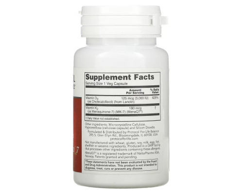 Protocol for Life Balance, K2 MK-7 & D3, 60 Veg Capsules Protocol for Life Balance, K2 MK-7 & D3, 60 Veg Capsules