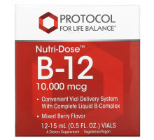 Protocol for Life Balance, Nutri-Dose B-12, Mixed Berry, 10,000 mcg, 12 Vials, 0.5 fl oz (15 ml) Each