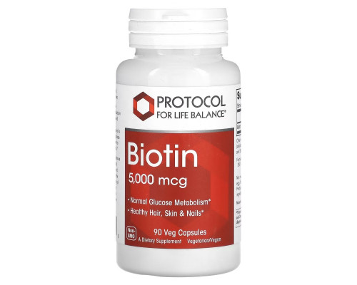 Protocol for Life Balance, Biotin, 5,000 mcg, 90 Veg Capsules Protocol for Life Balance, Biotin, 5,000 mcg, 90 Veg Capsules