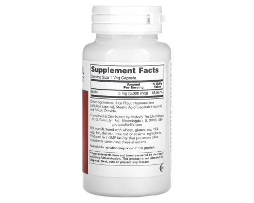 Protocol for Life Balance, Biotin, 5,000 mcg, 90 Veg Capsules Protocol for Life Balance, Biotin, 5,000 mcg, 90 Veg Capsules