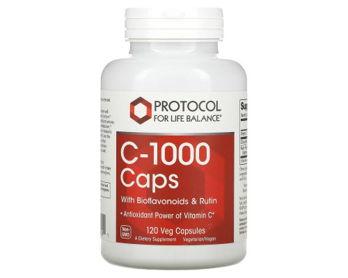 Protocol for Life Balance, C-1000 Caps with Bioflavonoids & Rutin, 120 Veg Capsules Protocol for Life Balance, C-1000 Caps with Bioflavonoids & Rutin, 120 Veg Capsules