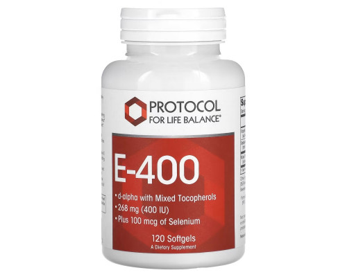 Protocol for Life Balance, E-400, 268 mg (400 IU), 120 Softgels Protocol for Life Balance, E-400, 268 mg (400 IU), 120 Softgels