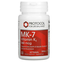 Protocol for Life Balance, MK-7 Vitamin K2, 160 mcg, 60 Tablets